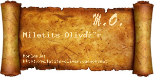 Miletits Olivér névjegykártya